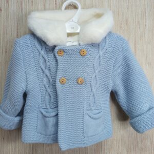 ABRIGO CON CAPUCHA BEBE CELESTE