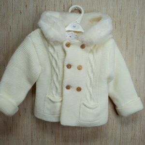 ABRIGO DE BEBE LANA BLANCO ROTO