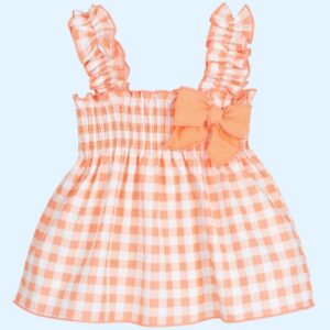 VESTIDO CUADROS MELOCOTON