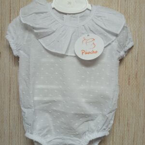 PELELE PLUMETI BLANCO CON CUELLO VOLANTE